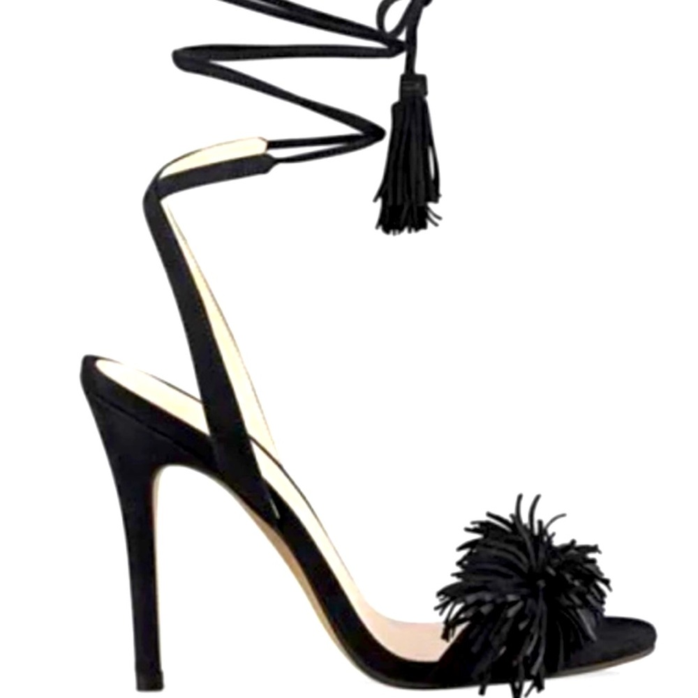 Ivanka Trump Black suede Hettie ankle wrap heels